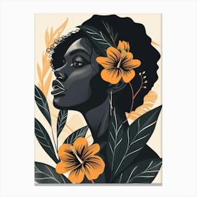 Black Woman With Flowers 7 Canvas Print