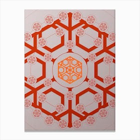 Geometric Abstract Glyph Circle Array in Tomato Red n.0025 Canvas Print