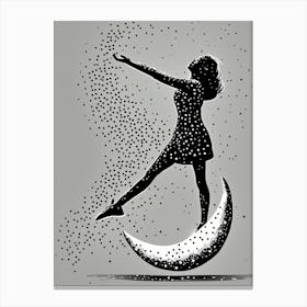 Dancing with the Stars on a Crescent Moon Canvas Print