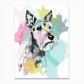 Wire Fox Terrier Dog Pastel Line Watercolour Illustration  3 Canvas Print