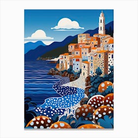 Cefalu, Italy, Illustration In The Style Of Pop Art 3 Canvas Print