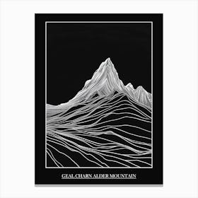 Geal Charn Alder Mountain Line Drawing 2 Poster Canvas Print