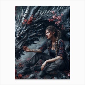 Girl With A Dragon 6 Canvas Print