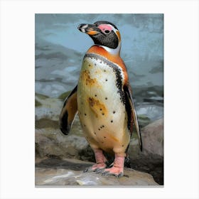 Galapagos Penguin King George Island Colour Block Painting 3 Canvas Print