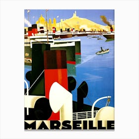 Marseille, France, Ships On The City Port Canvas Print