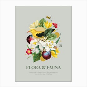Flora & Fauna with Golden Oriole Canvas Print