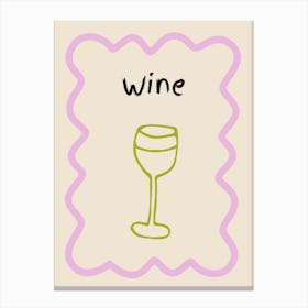 Wine Doodle Poster Lilac & Green Canvas Print