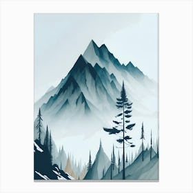 Mountain And Forest In Minimalist Watercolor Vertical Composition 119 Canvas Print
