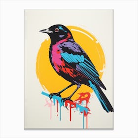 Andy Warhol Style Bird Blackbird 4 Canvas Print