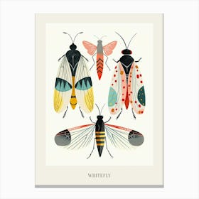 Colourful Insect Illustration Whitefly 3 Poster Canvas Print