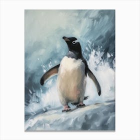 Adlie Penguin Signy Island Oil Painting 4 Canvas Print