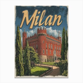 Aihrgdesign A Retro Travel Poster For Milan 6 Canvas Print