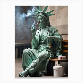 Statue Of Liberty Smoking Canvas Print