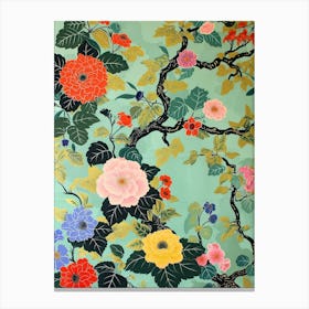 Hokusai  Great Japan Flowers Japanese 4 Canvas Print