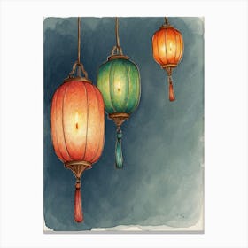 Three Chinese Lanterns Canvas Print