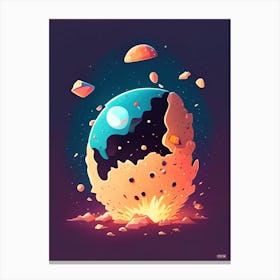 Asteroid Impact Kawaii Kids Space Canvas Print