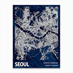 Seoul Crocus Marble Map Canvas Print