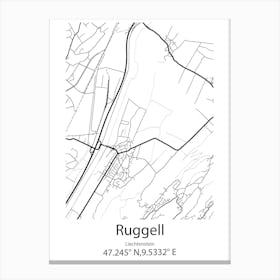 Ruggell,Liechtenstein Minimalist Map Canvas Print