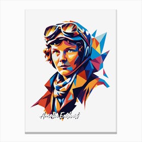 Amelia Earhart Portrait WPAP Pop Art Canvas Print