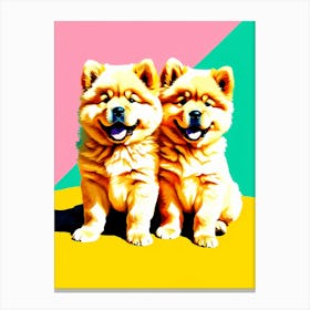 'Chow Chow Pups', This Contemporary art brings POP Art and Flat Vector Art Together, Colorful Art, Animal Art, Home Decor, Kids Room Decor, Puppy Bank - 65th Canvas Print