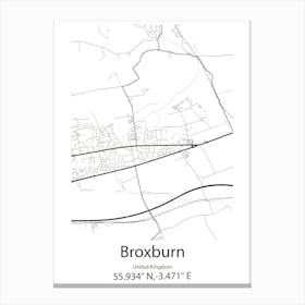 Broxburn,United Kingdom Minimalist Map Canvas Print