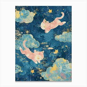 Pink Cats In The Sky 2 Canvas Print