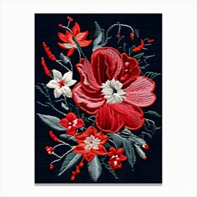 Floral Embroidery Design Canvas Print