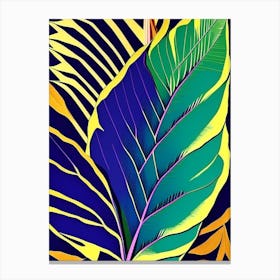 Banana Leaf Colourful Abstract Linocut Canvas Print