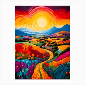 High Energy Bright Road Painting Canvas Print