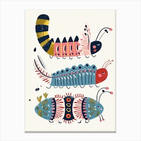 Colourful Insect Illustration Catepillar 5 Canvas Print