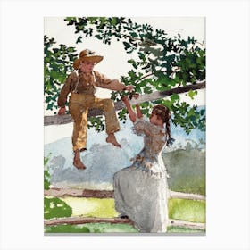 On The Fence (1878), Winslow Homer Canvas Print