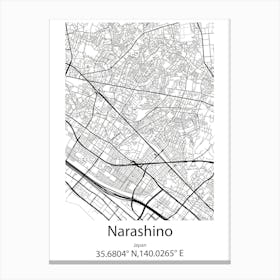 Narashino,Japan Minimalist Map Leinwandbilder