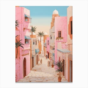 Djerba Tunisia 3 Vintage Pink Travel Illustration Canvas Print