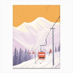 Lake Louise Ski Resort   Alberta, Canada, Ski Resort Pastel Colours Illustration 2 Canvas Print