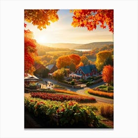 Autumnal Landscape Enhanced Saturation Leaves In Mid Fall Bright Sun Casting Dynamic Shadows Gli (6) Canvas Print