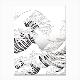 Line Art Inspired By The Great Wave Off Kanagawa 4 Canvas Print