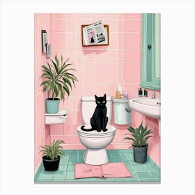 Cat Reading On A Toilet (3) Canvas Print