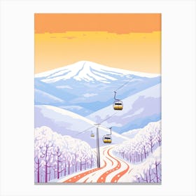 Niseko   Hokkaido, Japan, Ski Resort Pastel Colours Illustration 0 Canvas Print