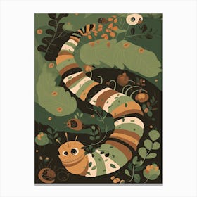 Caterpillar Jungle Illustration Canvas Print