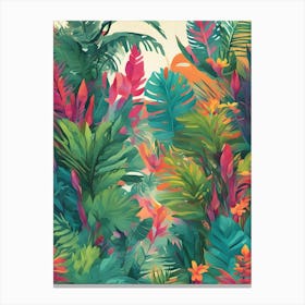 Tropical Undergrowth Brightly Coloured Canvas Print