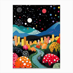 Zurich, Illustration In The Style Of Pop Art 3 Canvas Print