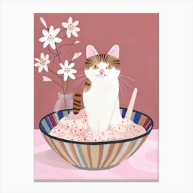 Cat In A Bowl Canvas Print