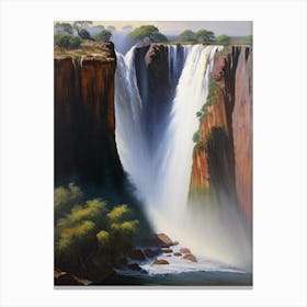Victoria Falls, Zambia And Zimbabwe Peaceful Oil Art 1 (1) Canvas Print