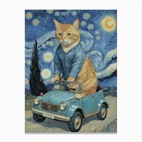 Cat In A Car Canvas Print