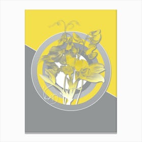 Vintage Sweet Pea Botanical Geometric Art in Yellow and Gray n.455 Canvas Print