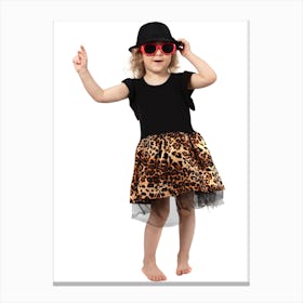 Little Girl In Leopard Dress 1 Canvas Print