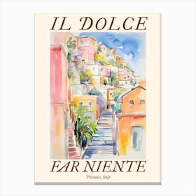 Il Dolce Far Niente Positano, Italy Watercolour Streets 4 Poster Canvas Print