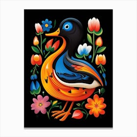 Folk Bird Illustration Mallard Duck 1 Canvas Print