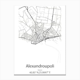 Alexandroupoli,Greece Minimalist Map Canvas Print