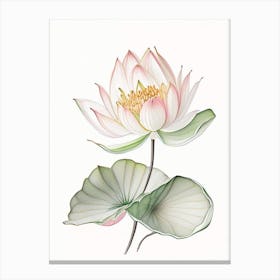 Lotus Floral Quentin Blake Inspired Illustration 3 Flower Canvas Print